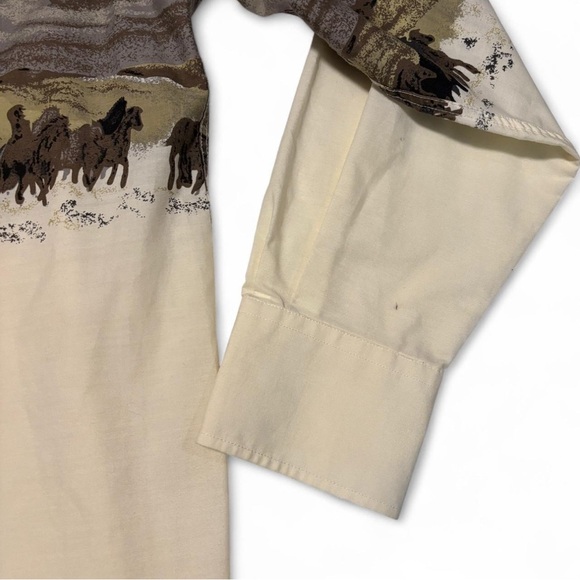 Vintage Western Cowboy Shirt XL Horse Print Rodeo Aesthetic Y2K Country Grunge - Picture 4 of 7